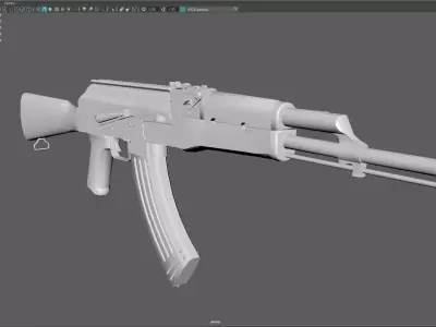 Low Poly AK-47 Assault Rifle Stylized 3D Weapon Model Low-poly 3D model