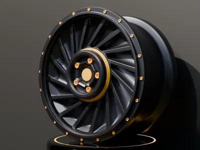 Black car sports wheel rim 3D model