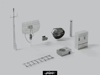 Military Base Kitbash set with over 50 Buildings and Assets 3D model