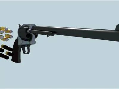 Colt Buntline Special Revolver with Ammo Low-poly 3D model
