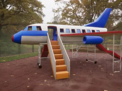 3D low poly PBR playground airplane slide  Low-poly 3D model