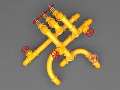 PBR Industrial Pipes Large Low-poly 3D model