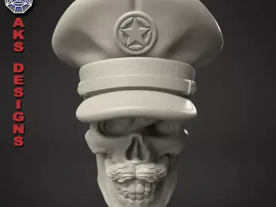 skull Wall decor army captain skull v1 3D print model