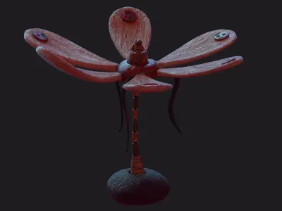 Stylized Dragonfly Flower Low-poly 3D model