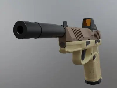 Umarex fn 502 with silencer Low-poly 3D model
