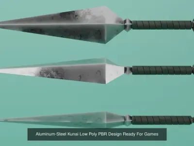 Triple Kunai Pack Well Textured and Unwrapped PBR Low Poly 3D Model Collection