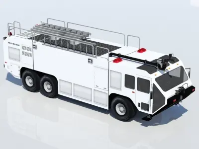Oshkhosh ARFF T3000 Firetruck 6x6 Low Poly Emergency Blank Low-poly 3D model