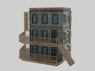 Wild West - Hotel Low-poly 3D model