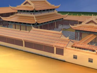 Chinese ancient courtyard house 3D model