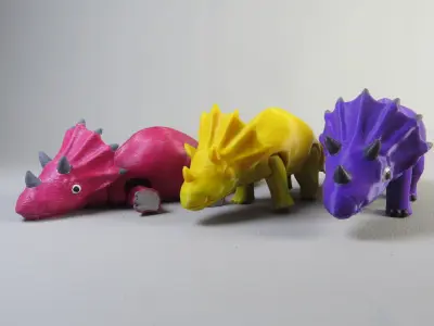 ARTICULATED PRINT-IN-PLACE CUTE TRICERATOPS DINOSAUR 3D print model