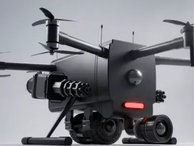DJI Sci-Fi Tactical Combat Drone Militry Gatling Gun Game Ready  3D model