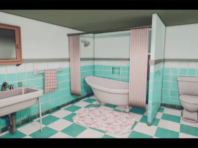 Stylized House Interior Free low-poly 3D model