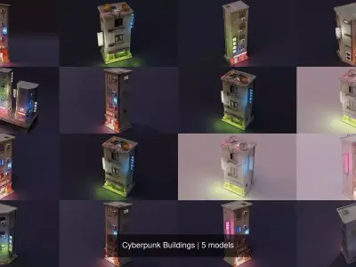 Cyberpunk Buildings 3D Model Pack buy