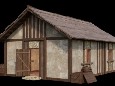 Medieval House 01-02 - 4K Textures Game Ready Low-poly 3D model