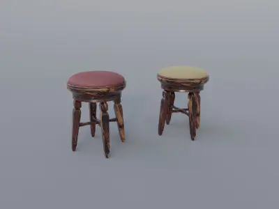 Realistic Pbr Ottomans Awesome Footstool Pack Free low-poly 3D model