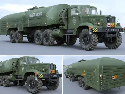 KRAZ-258B-TZ22 military tanker truck 3D model