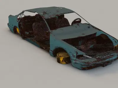 destroyed cars Low-poly 3D model