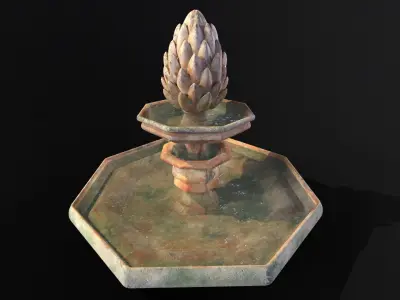 Pinha Style Waterfountain Low-poly 3D model