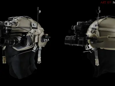 Military helmet with night vision device 3D model