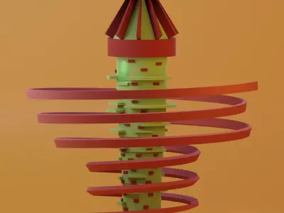 Temple 4 - The Ribbon Temple Low-poly 3D model