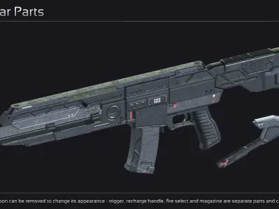 Scifi Assault Rifle L 75 Low-poly 3D model