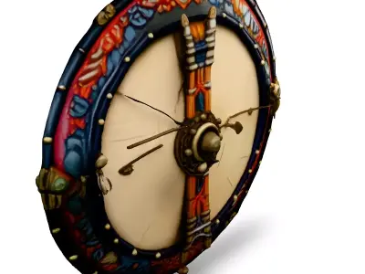 Stylized Fantasy Viking Shield Low-poly 3D model