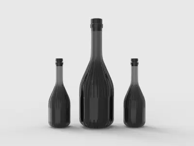 Bottle three bottles Free low-poly 3D model