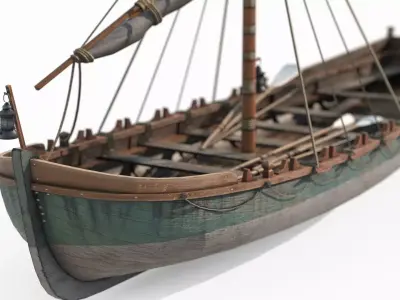 Ancient connecting sailboats for maritime vehicles 3D model