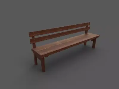 Old Wood Bench Low-poly 3D model get