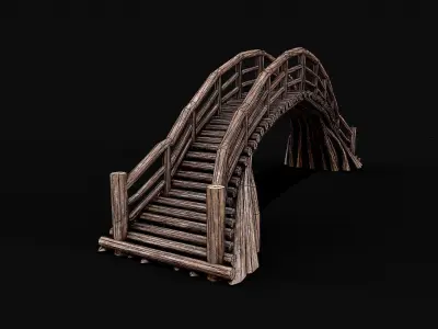 Wood Log Bridge Low-poly 3D model