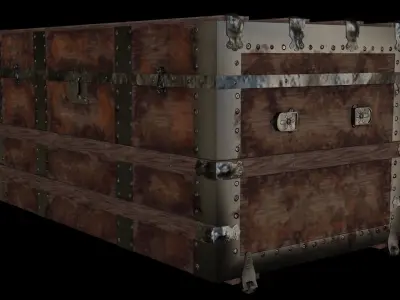 Antique Wooden Chest Low-poly 3D model
