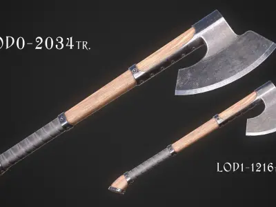 Medieval Axe 04 Low-poly 3D model