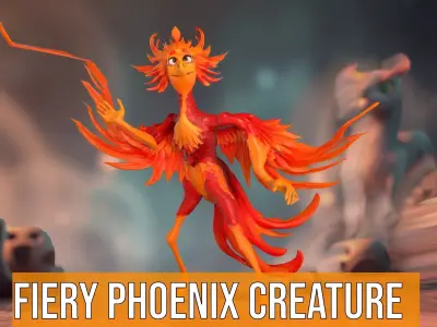 Fiery Phoenix Creature model pack Low-poly 3D model