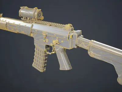 PBR Swedish Ak5C and Aimpoint CS Low-poly 3D model