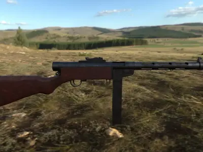 Suomi-konepistooli gun with wooden handle Low-poly 3D model
