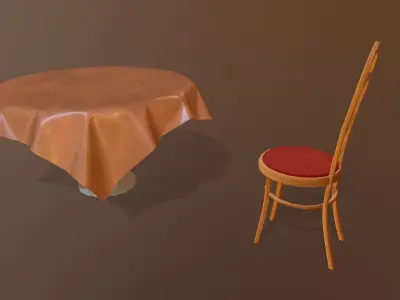 Table chair Free low-poly 3D model get