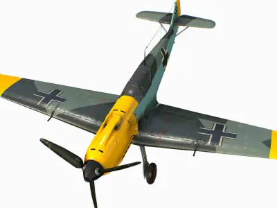 German fighter aircraft Messerschmitt Bf 109 Low-poly 3D model