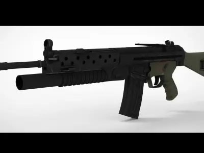 HK 33 Assault Rifle Low-poly 3D model
