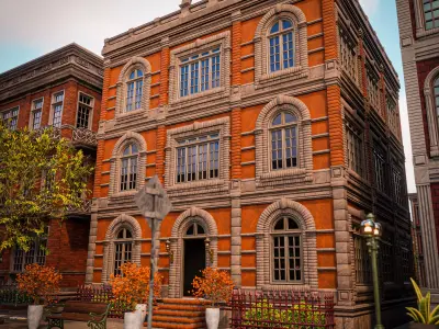 MODULAR BUILDING WITH INTERIOR KITBASH 02 Low-poly 3D model