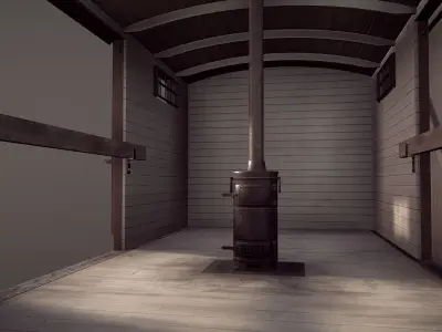 Railway Covered Goods Wagon 18T Vr4 Medic Orange Low-poly 3D model