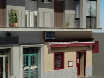 Building with two floors and roof Low-poly 3D model