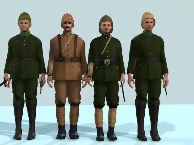 Canakkale Soldiers 3d Model 17 Different Models Low-poly 3D model