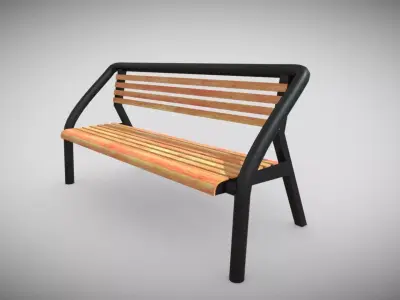 Outdoor Bench Low-poly 3D model get