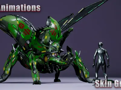 Sci-Fi Insect Stag-Beetle Low-poly 3D model