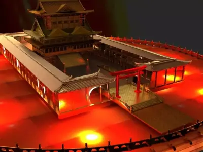 Chinese House Low-poly 3D model
