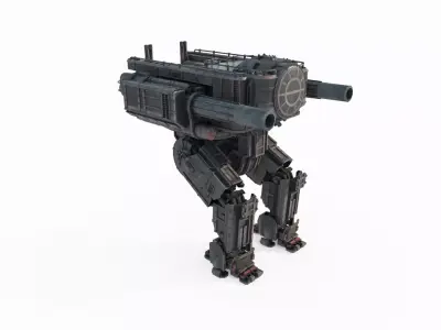 Steam style giant cannon robot 3D model