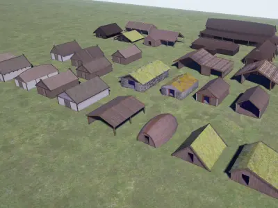 Vikings Norse reallistic architecture pack Low-poly 3D model