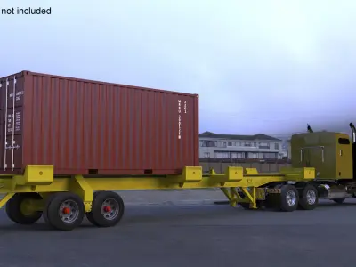 Freight Truck with Trailer and Container 3D model