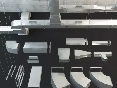 Interior air ducts modular system 3D model