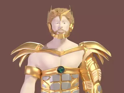 Atlant mermaid holding spear 3D model